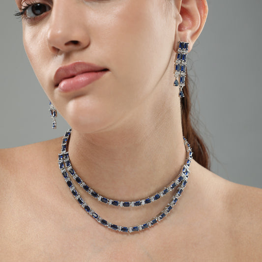 Cascade Blue Diamond Necklace Set