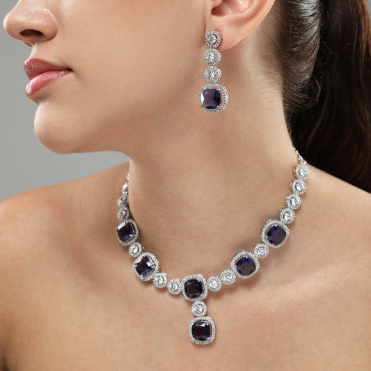 Lunar Lustre Purple Diamond Necklace Set