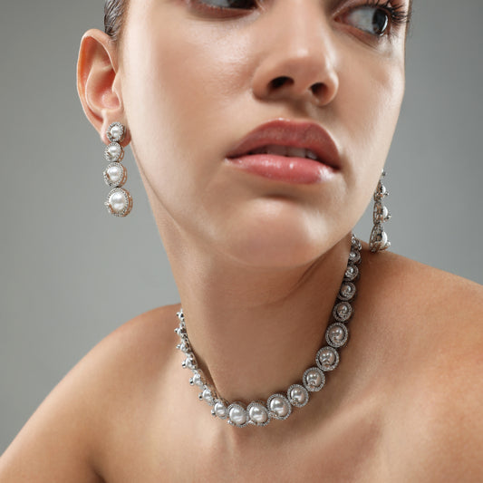 Seraphic Pearls Diamond Necklace Set