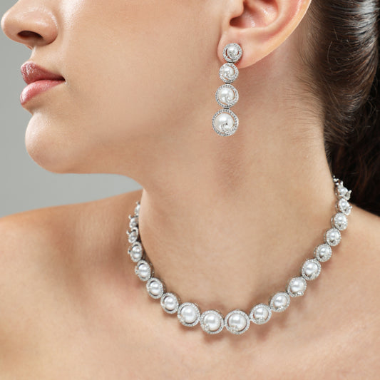 Seraphic Pearls Diamond Necklace Set