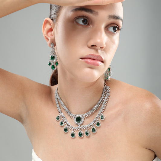 Classic Cocktail Diamond Emerald Set