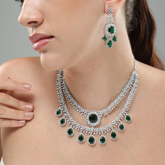 Classic Cocktail Diamond Emerald Set