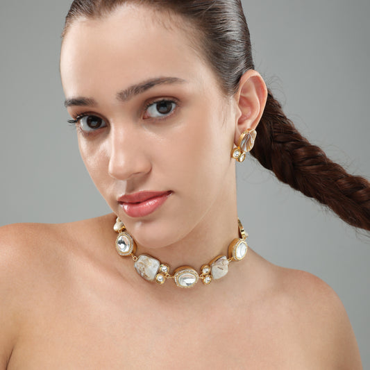 Bijoux Polki Necklace Set With Precious Stones