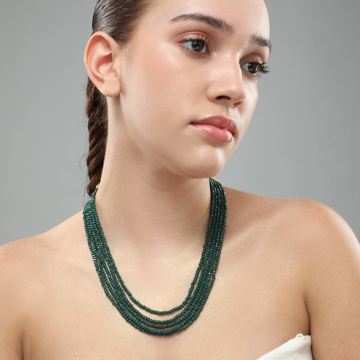 Mahajabeen Green Beaded Long Necklace