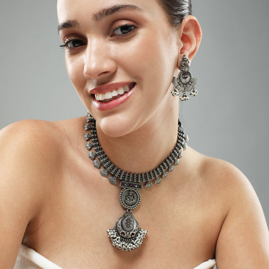 Azmat Oxidized Necklace Set