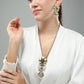 Flora Gold Plated Oxidized Long Necklace Set