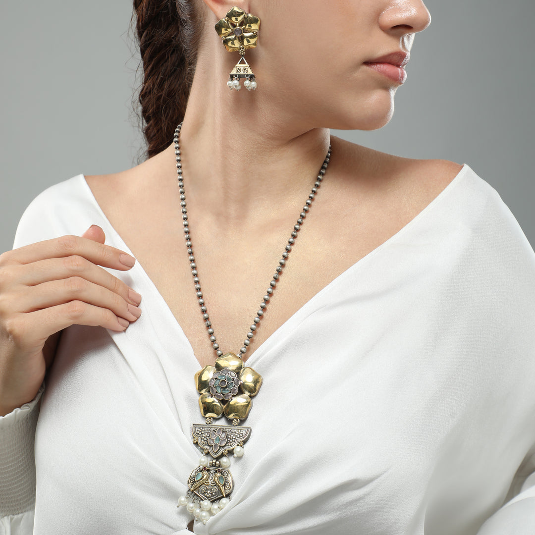 Idyllic Oxidized Long Necklace Set