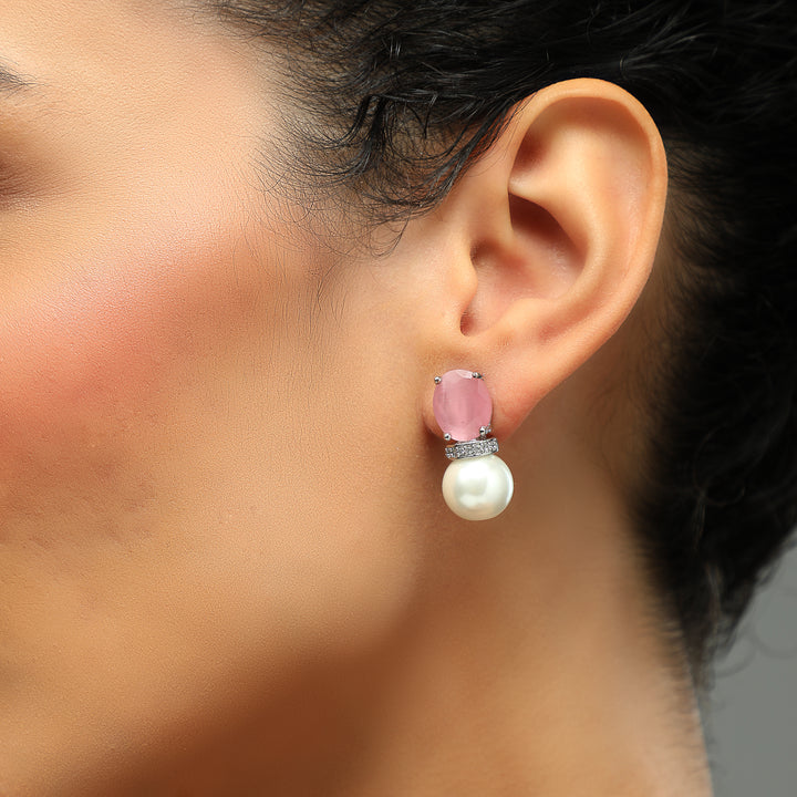 Pearly Pink Earrings