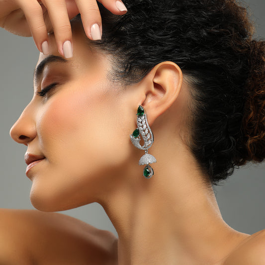 Glitzy Emerald Diamond Earrings