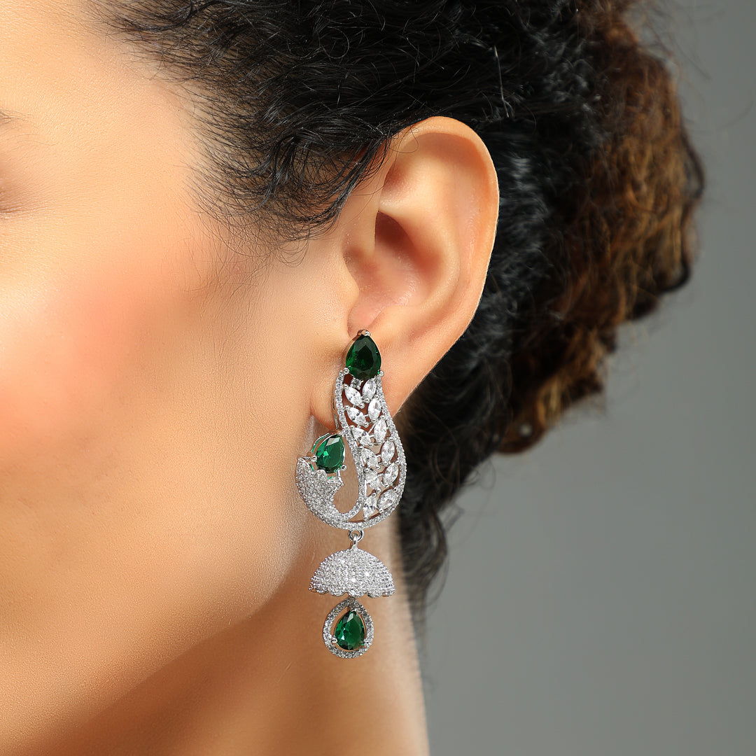 Glitzy Emerald Diamond Earrings