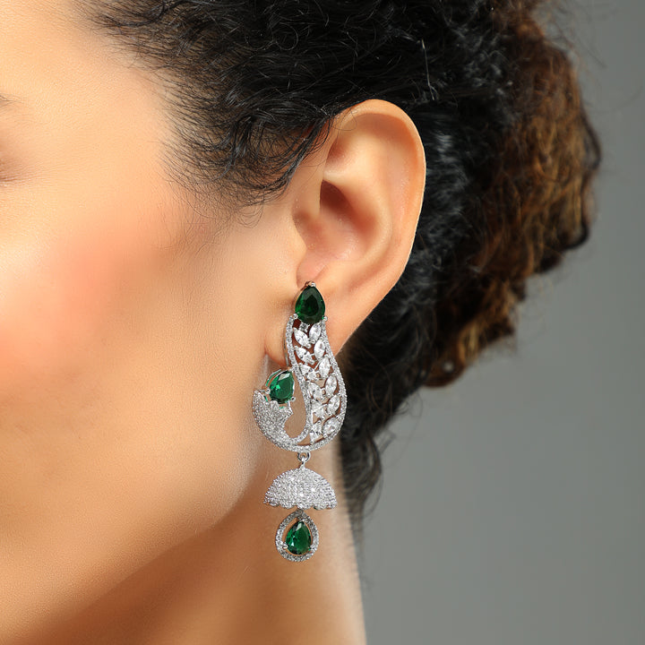 Glitzy Emerald Diamond Earrings