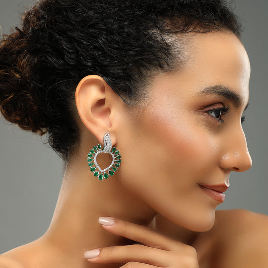 Charm Green Diamond Studded Earrings