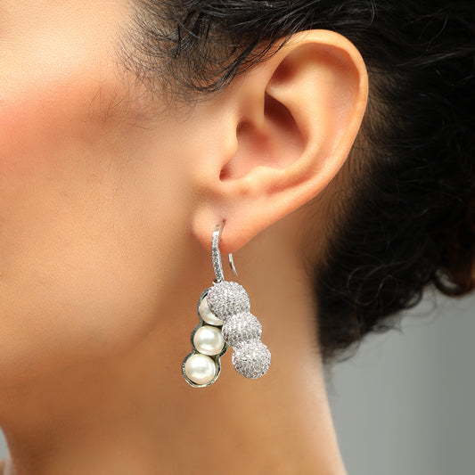 Pea Pearl Diamond Earrings