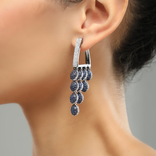 Enigmatic Blue Hanging Diamond Earrings