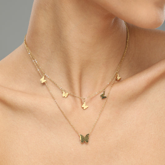 Glided Drive Butterfly Chain Necklace