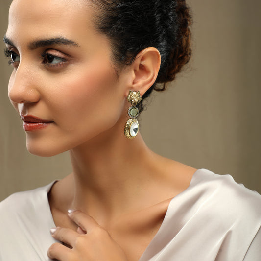 Equisite Gold Plated Stone Studded Earrings