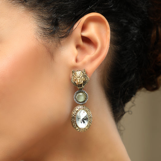 Equisite Gold Plated Stone Studded Earrings