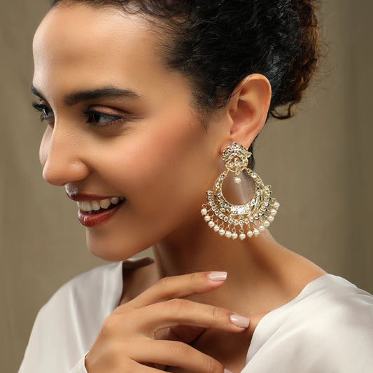 Riwayat Pearls Jadau Gold Earrings