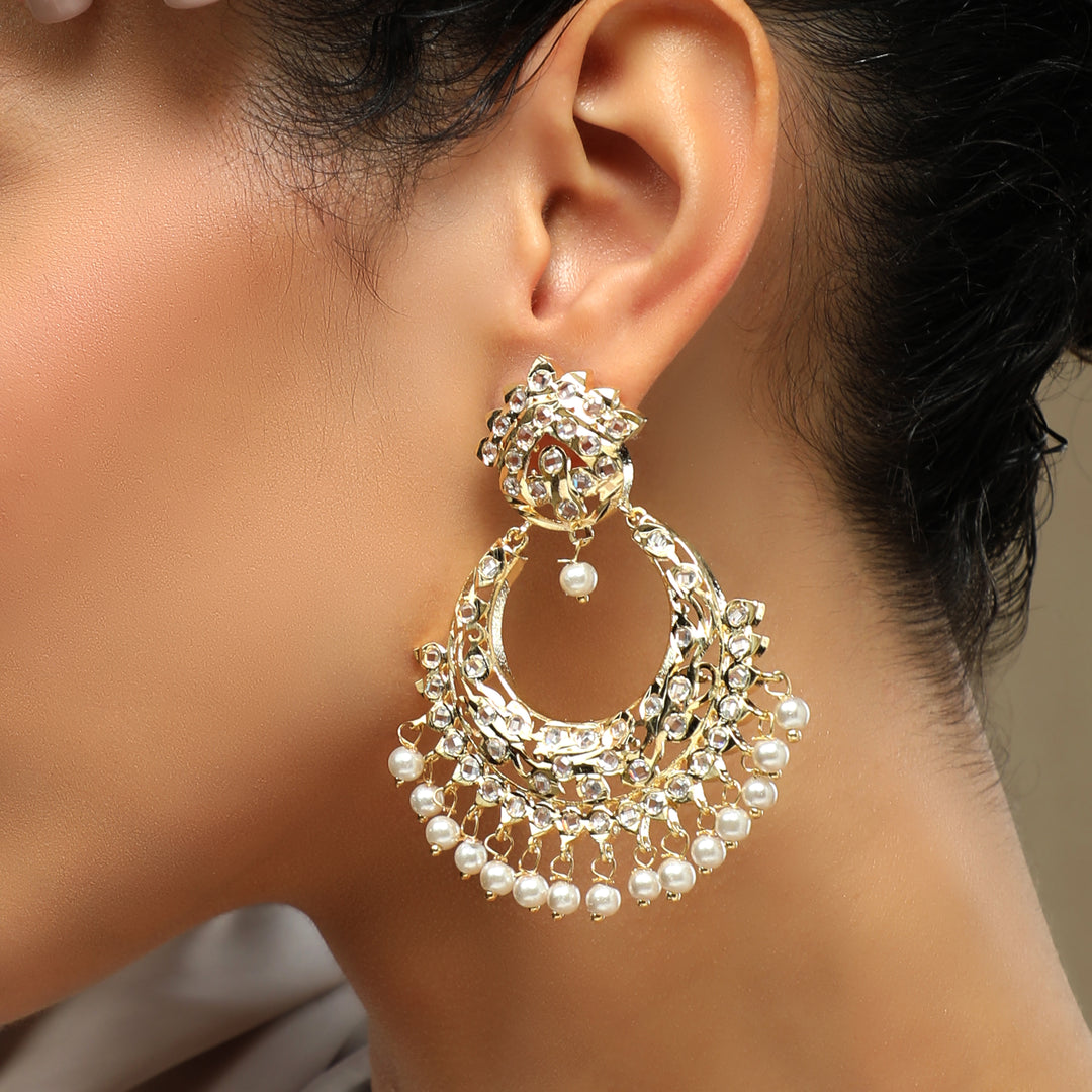 Riwayat Pearls Jadau Gold Earrings