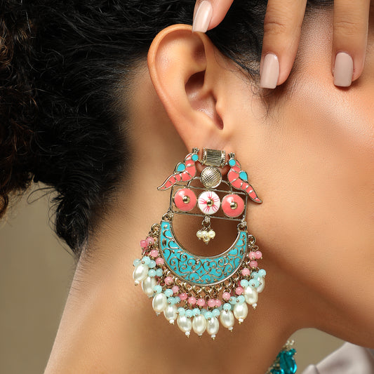 Ruhez Meenakari Peacock Earrings