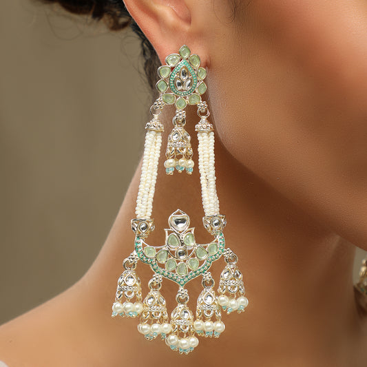 Nikhat Kundan Studded Long Earrings