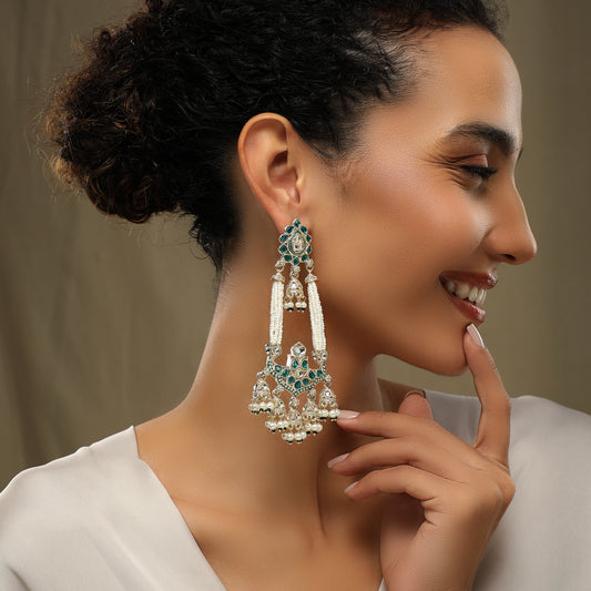 Nikhat Kundan Studded Long Earrings