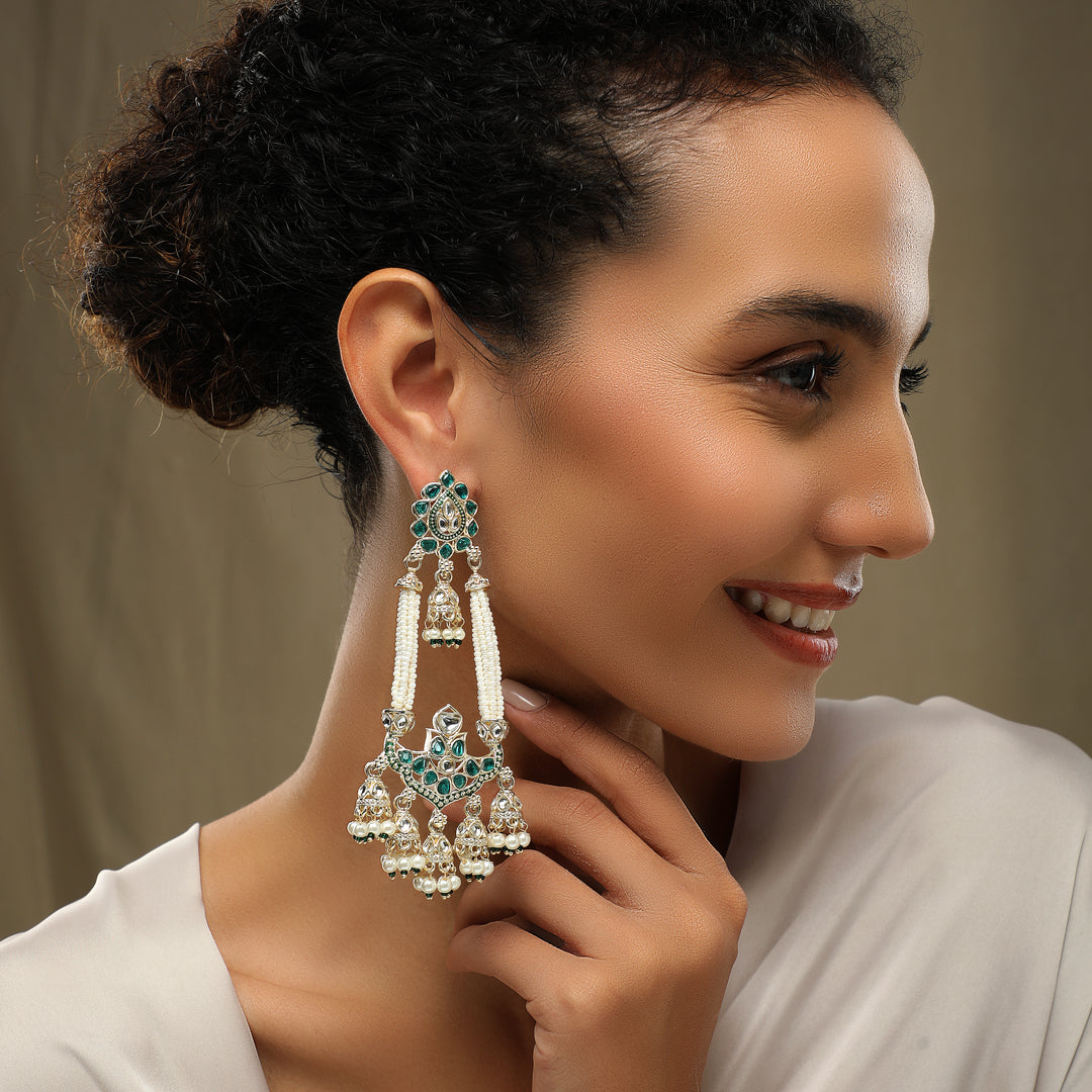 Nikhat Kundan Studded Long Earrings