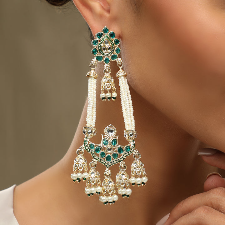 Nikhat Kundan Studded Long Earrings