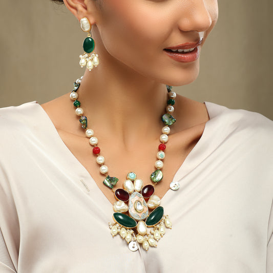 Zenith Necklace Set With Precious Pearls