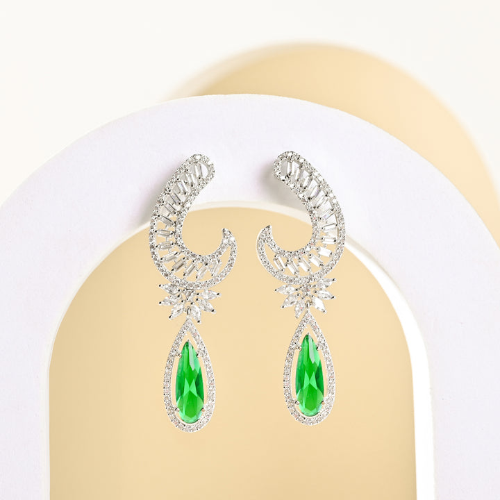 Exotic Green Hanging Diamond Earrings