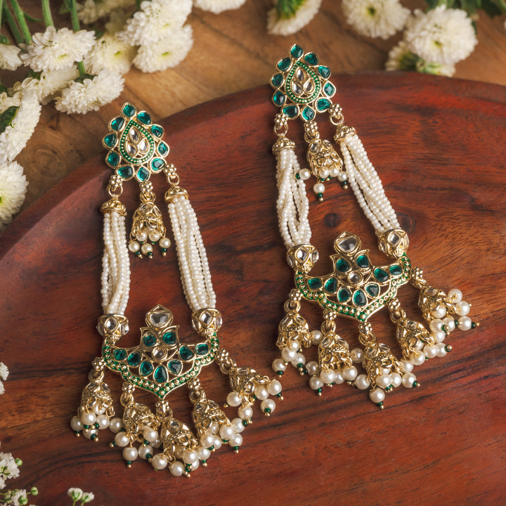 Nikhat Kundan Studded Long Earrings