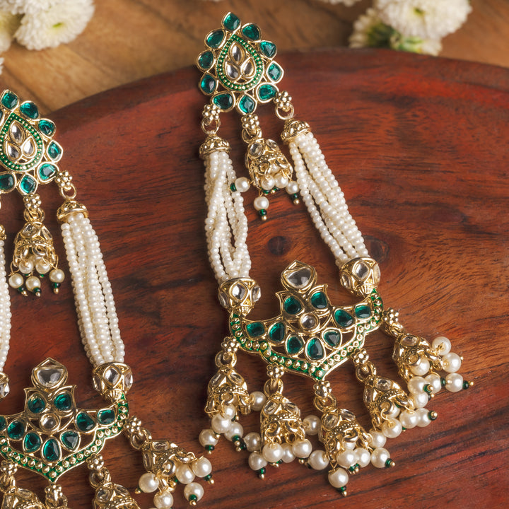 Nikhat Kundan Studded Long Earrings