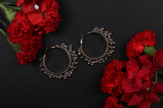 Liana Oxidized Ghungroo Bali Earrings