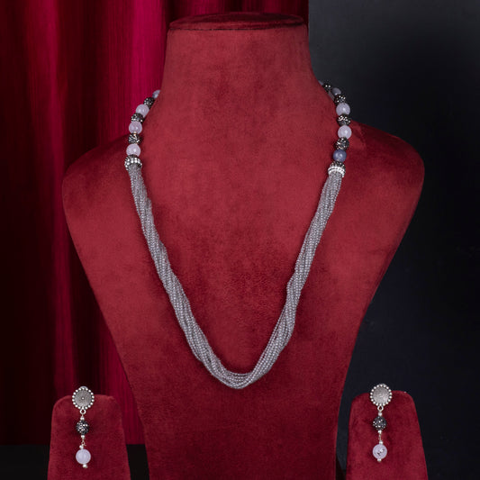 Mirea Grey Beaded Pearl Set