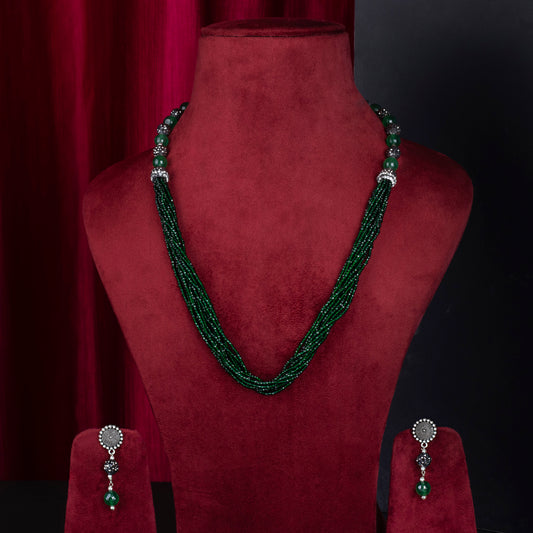 Anahira Emerald Green Beaded Pearl Set