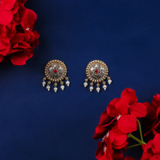 Faiz Golden Oxidized Earrings