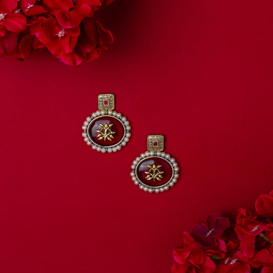 Ruhaniyat Pearl Studded Oxidized Earrings