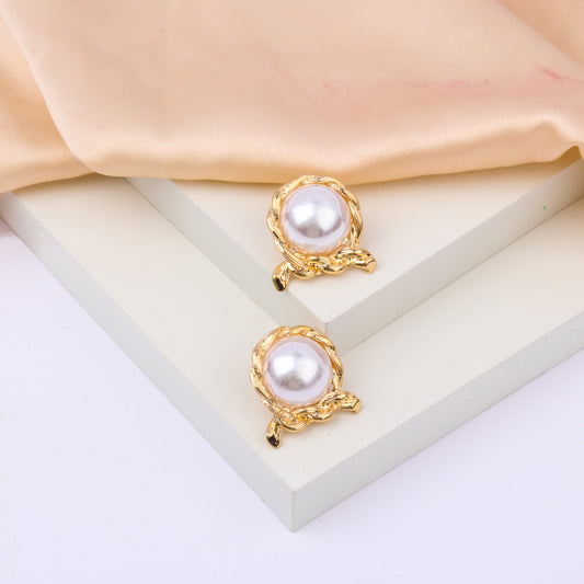 Hallie Gold Plated Pearl Studs