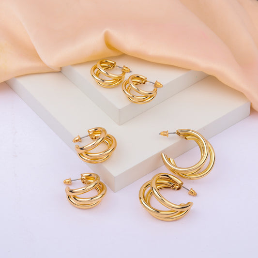 Julia Gold Plated Set of Hoop Earrings