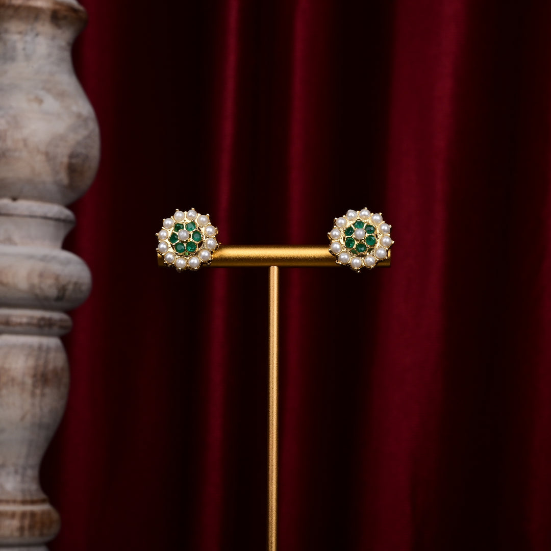 Mihika Green Pearl Studs