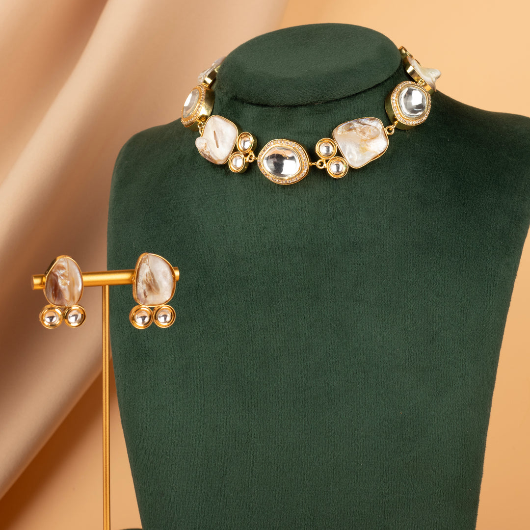 Bijoux Polki Necklace Set With Precious Stones