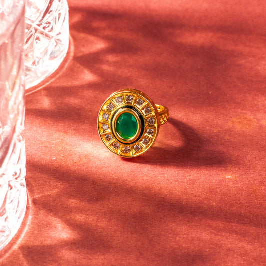 Turvani Emerald Polki Ring