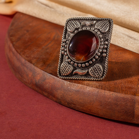 Nawal Big Sized Oxidized Ring