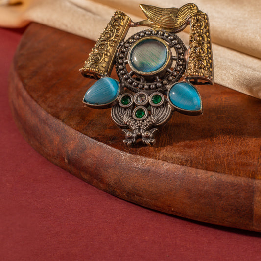 Munira Big Sized Oxidized Ring