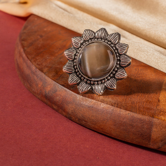 Dina Big Sized Oxidized Ring