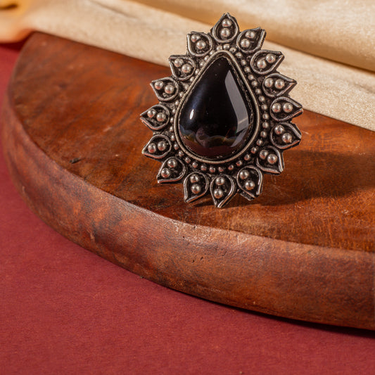 Maya Big Sized Oxidized Ring