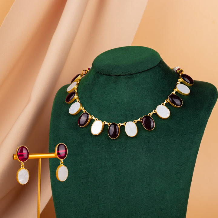 Sakura Necklace Set With Semi-Precious Stones