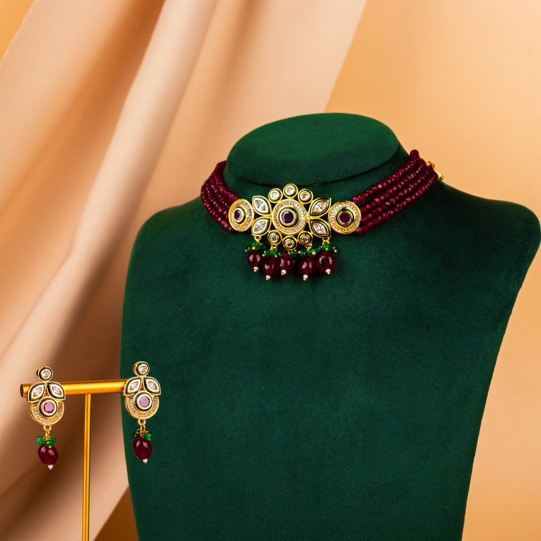 Anahira Beaded Kundan Necklace Set