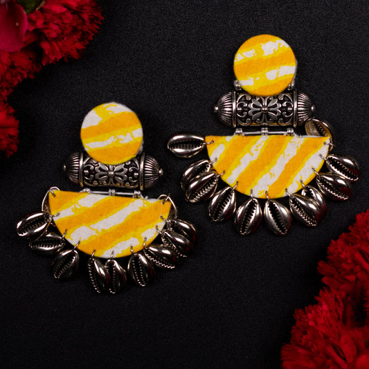 Dareen Bandhani Fabric Handcrafted Oxidized Earrings